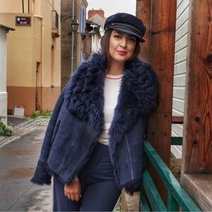 Tory Burch Reversible Fur Navy Jacket